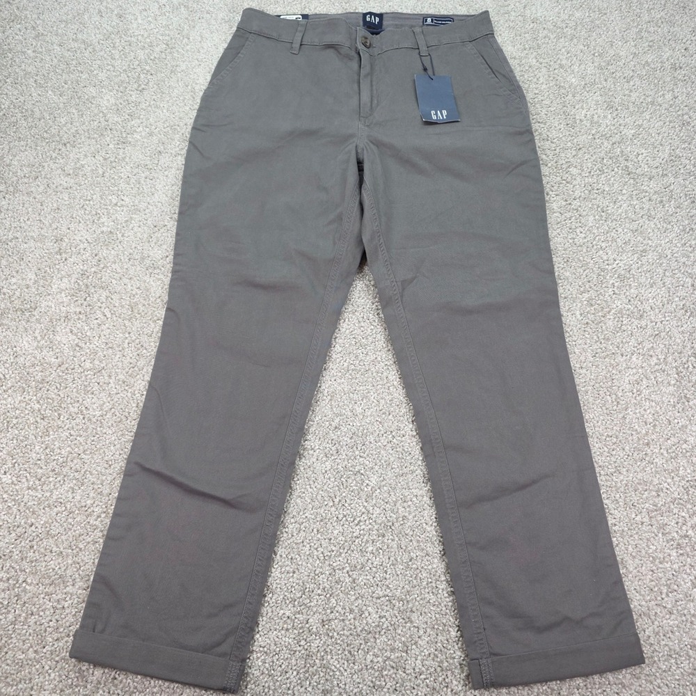 New Gap Relaxed Girlfriend Chino Pants Womens 8 Gray Tornado Mid Rise NWT